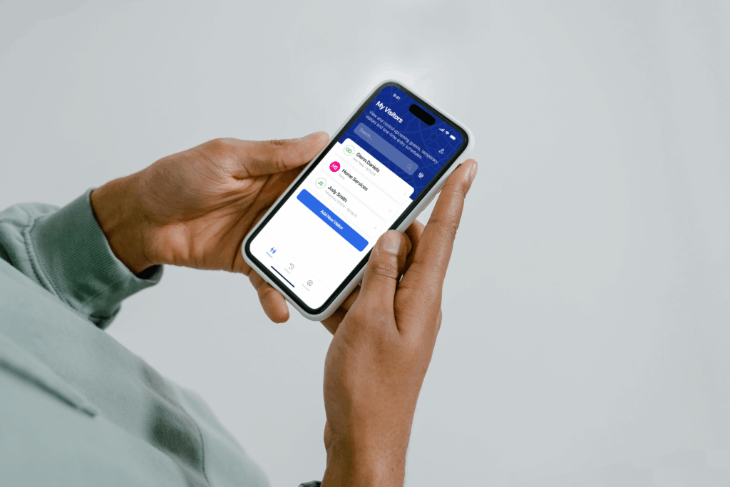 image of a user looking at the visitor screen of the MyEnvera app