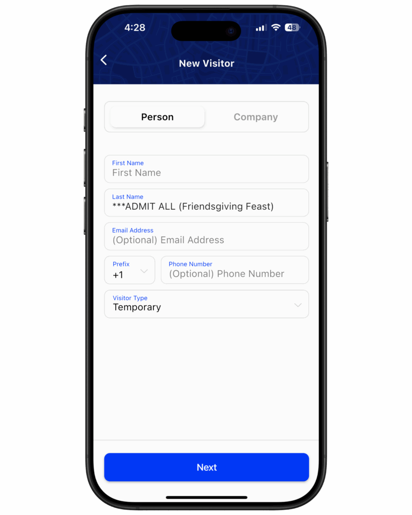 Phone with MyEnvera app example screen displaying the instructions above of how to add multiple guests