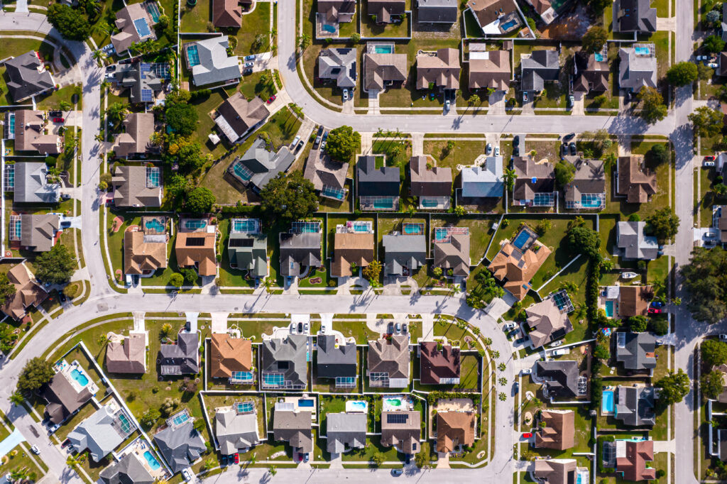 aerial view of a nice neighborhood