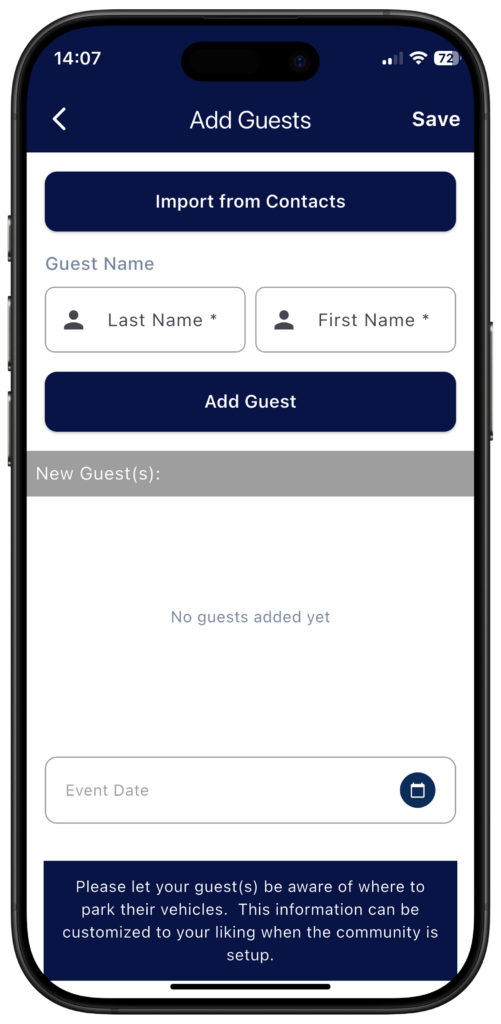 Add event guests section of GateAccess app